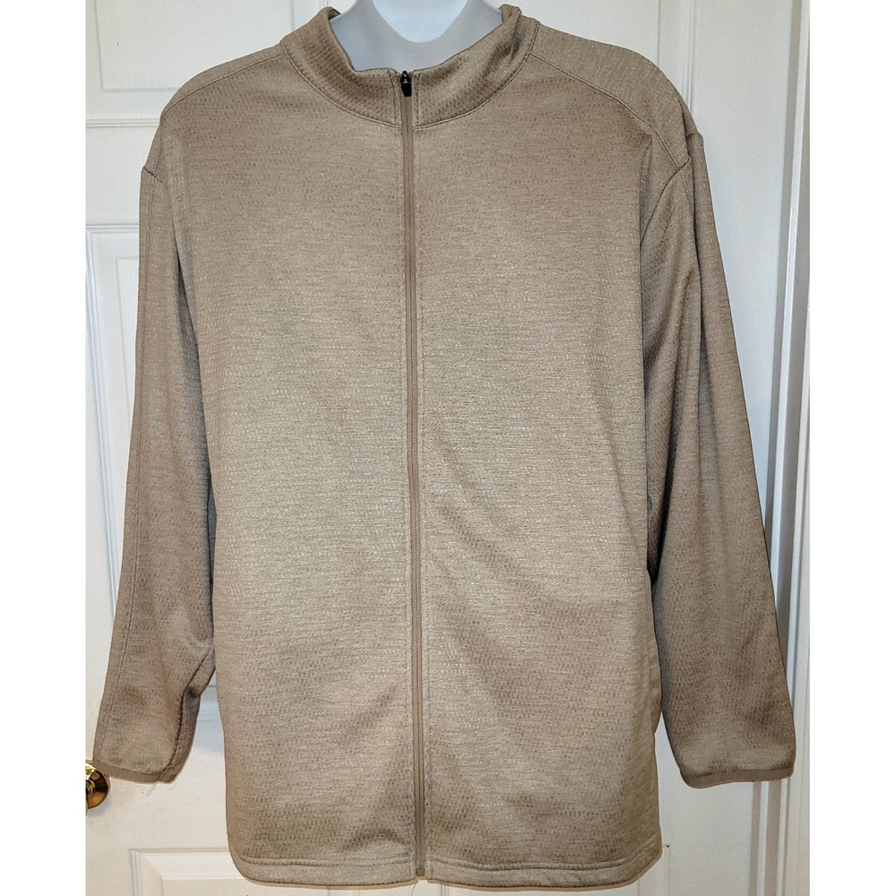 Pro Tour Mens Beige Textured Full Zip Fleece Jacket Size 3x Big Tall Golf Jacket